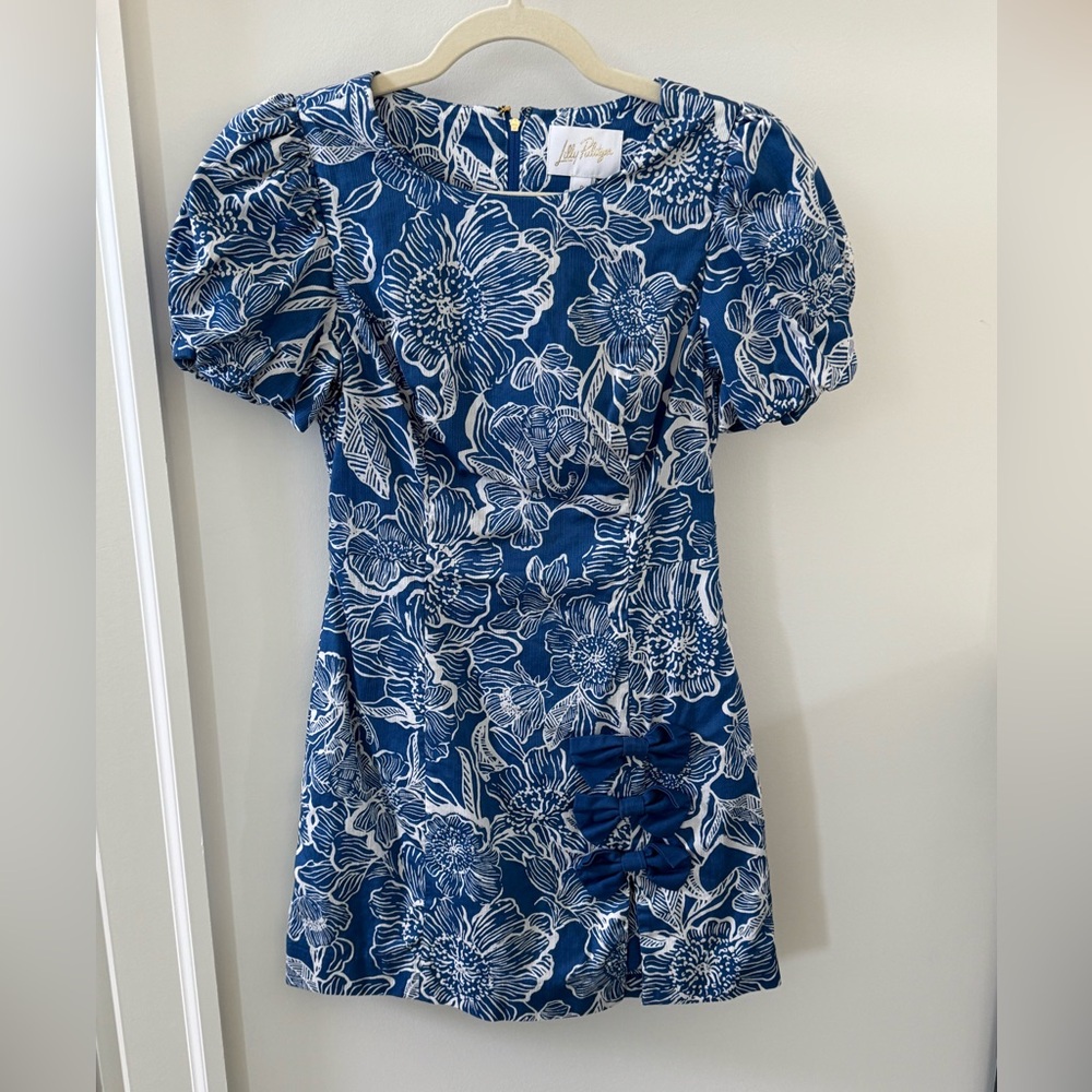 Lilly Pulitzer Lala Skirted Blue and White Patterned Romper